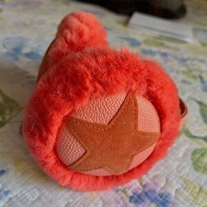 Rare y2k fluffy star peach earmuff/headphones